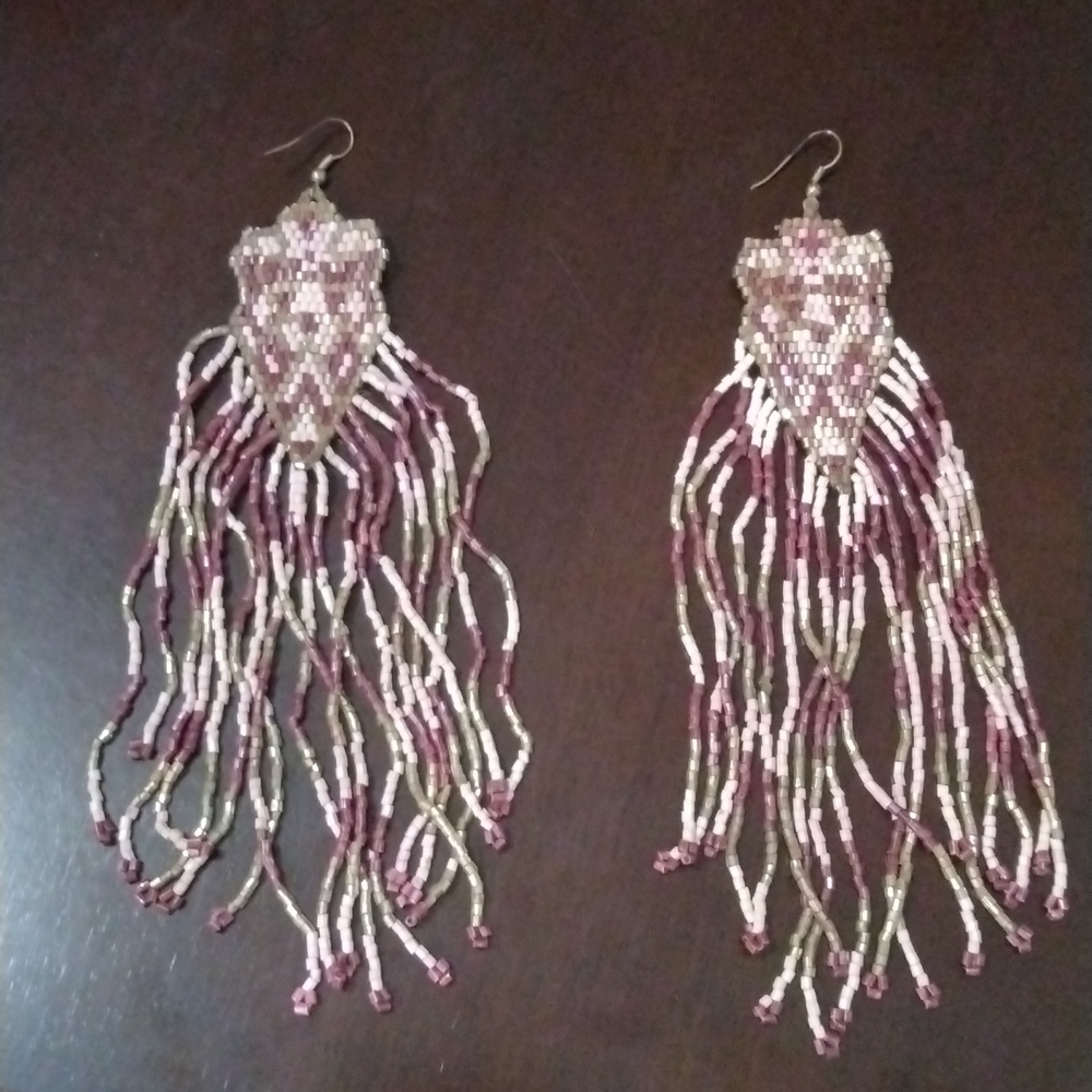 Long Bohemian Style Beaded Earrings